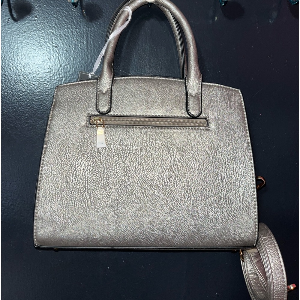 La Terre Silver and gold crossbody purse. Vegan leather. NWT.